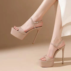 Summer Patent Leather Super High Heels Platform Sandals