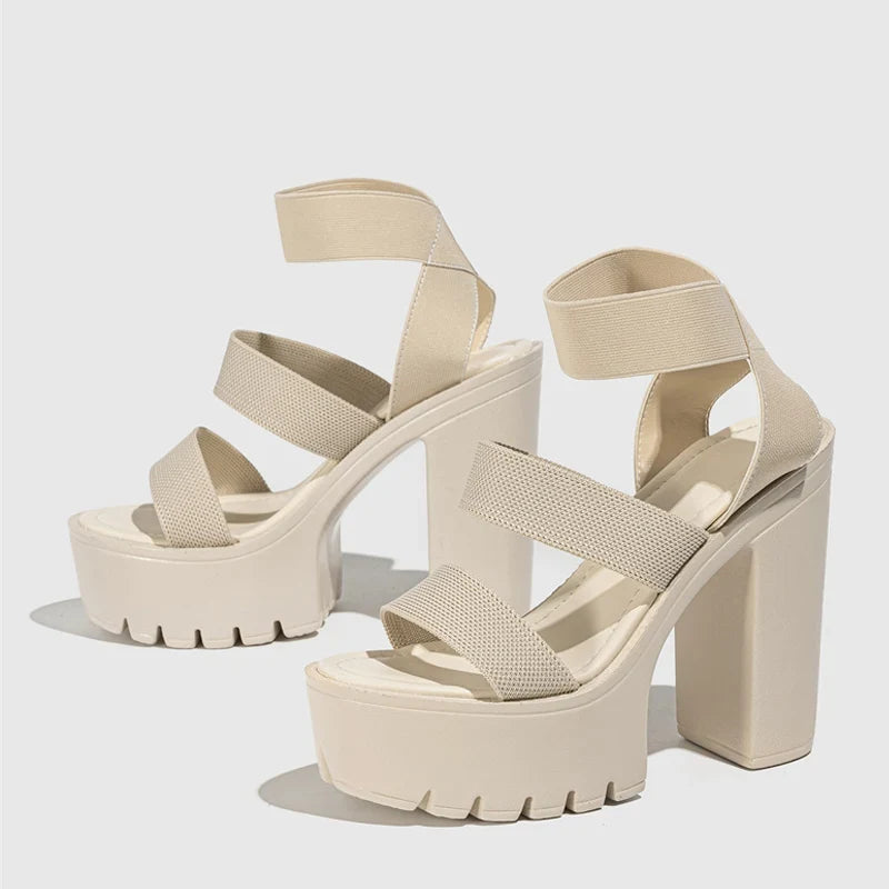 Punk Style Chunky High Heels Platform Sandals