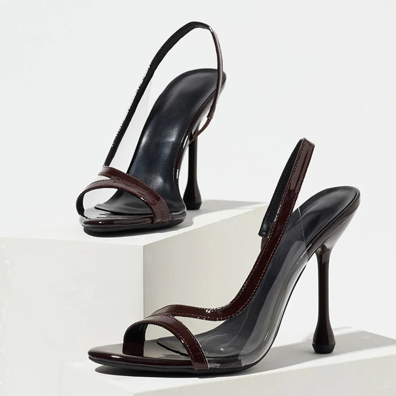 Summer Shallow Open Toe PVC PU Splice Back Strap Sandals