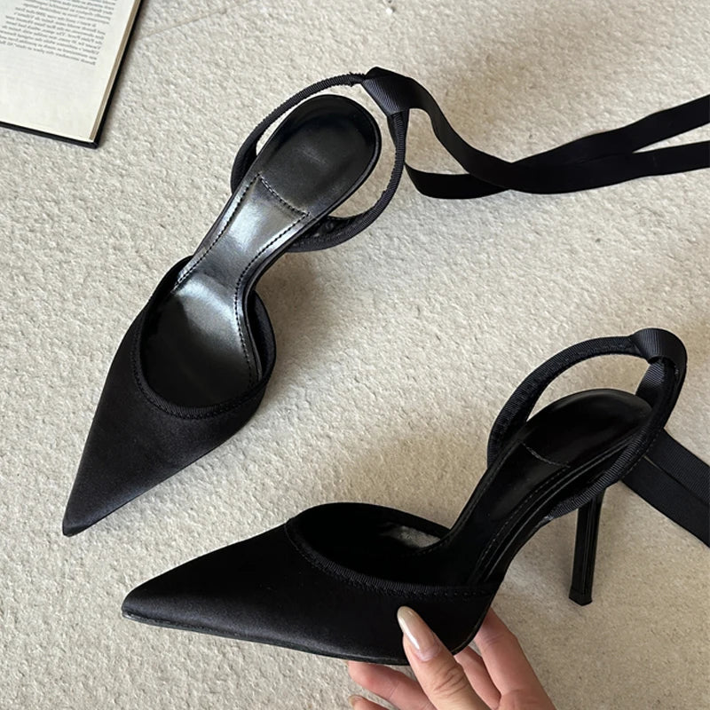 Slingback Ankle Lace-up Mules Women Pumps