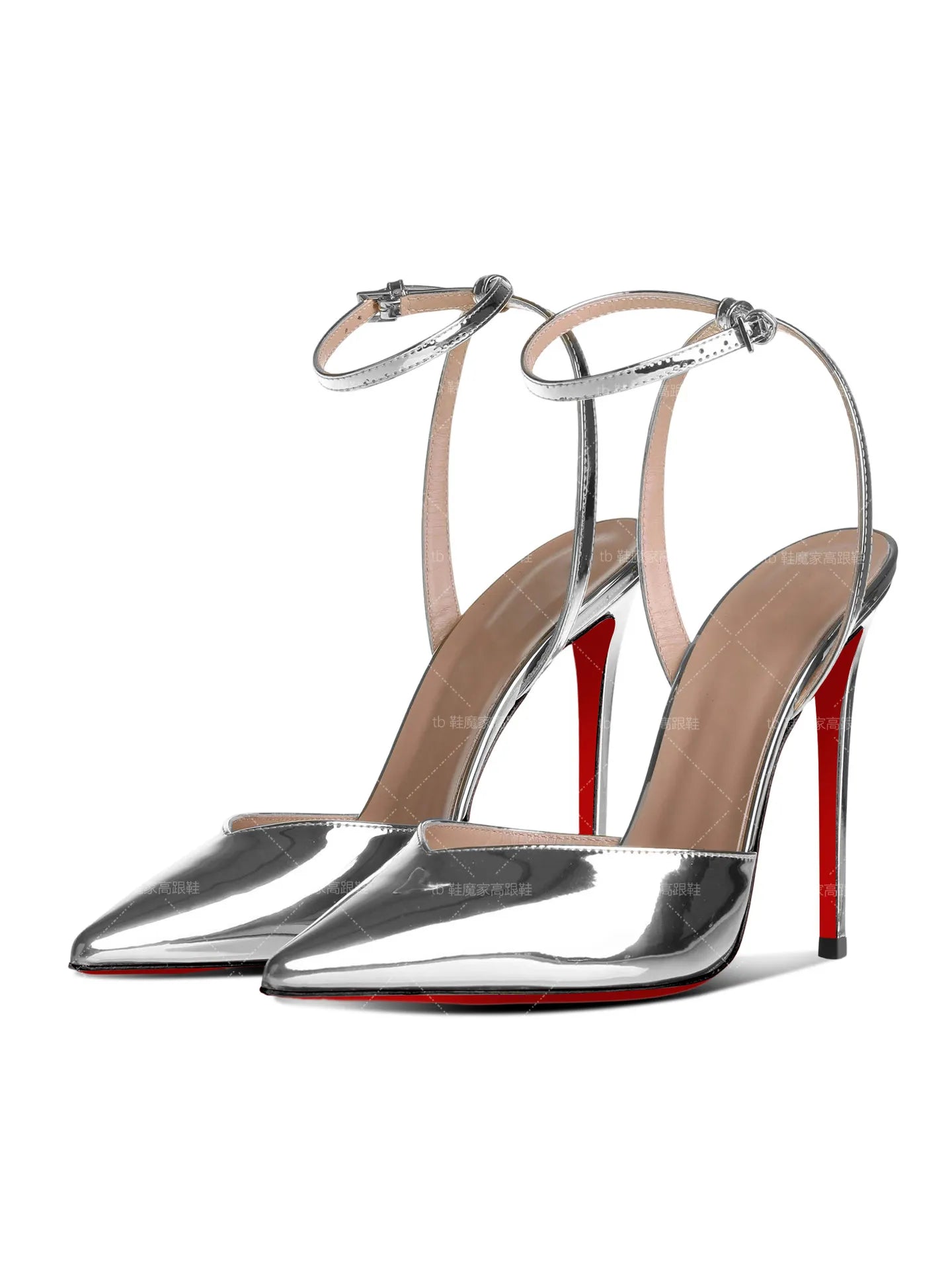 Sexy silver V-neck high-heeled shoes for women in