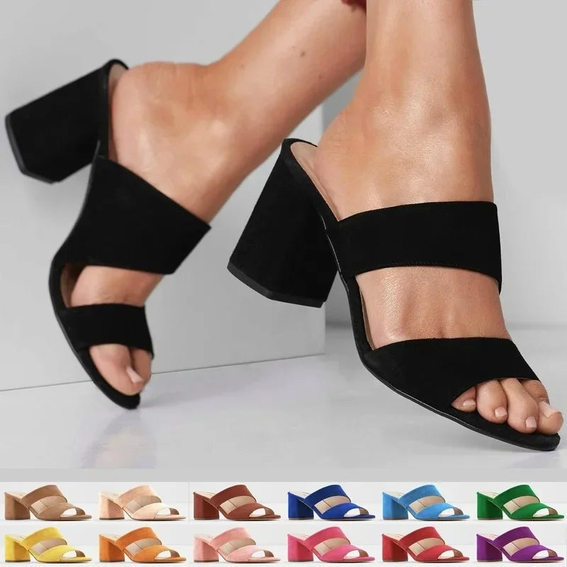 Summer Women's Sexy Open Toe Thick Heel Sandals