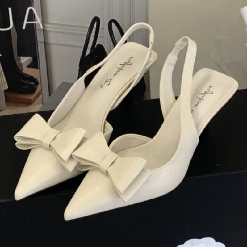 Sweet Bow Decorative Slingback Heels
