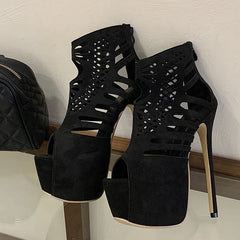Hollow Out Peep Toe Extreme High Heels