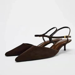 Summer Ladies Shoes Designer Low Heels Mules Sandal Buckle Strap kittens Heeled Women Pumps