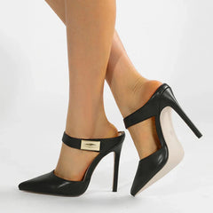 Design Metal Decoration Strap Women Pumps
