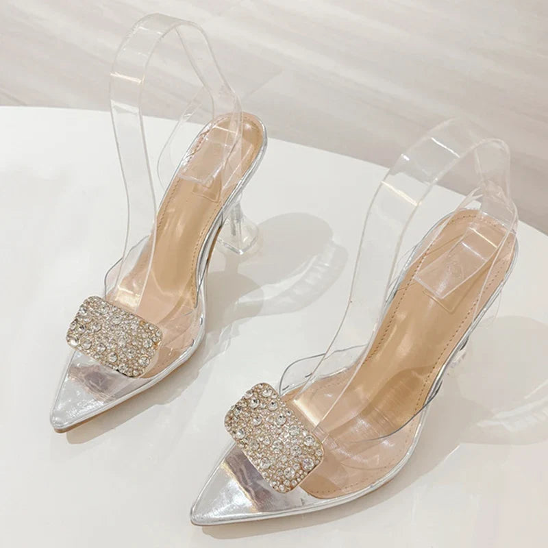 Summer Crystal Rhinestone Buckle Women Pumps