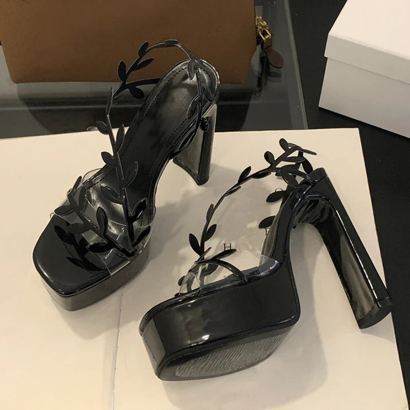 Summer Patent Leather Gold Leaf Women Sandals