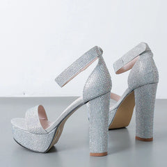 Silver Rhinestone Platform Sandals