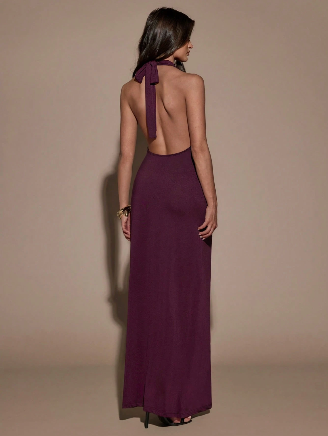 Valentina Plunge Halter Maxi Dress
