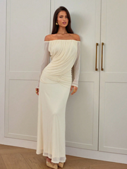Maddy Off-Shoulder Draped Maxi Dress