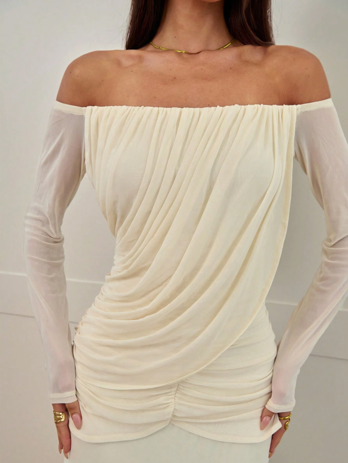 Maddy Off-Shoulder Draped Maxi Dress