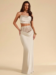 Tarsha Satin Lace Two-Piece Maxi Skirt Set