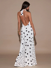 Poelle Polka Dot Halter Maxi Dress