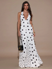 Poelle Polka Dot Halter Maxi Dress