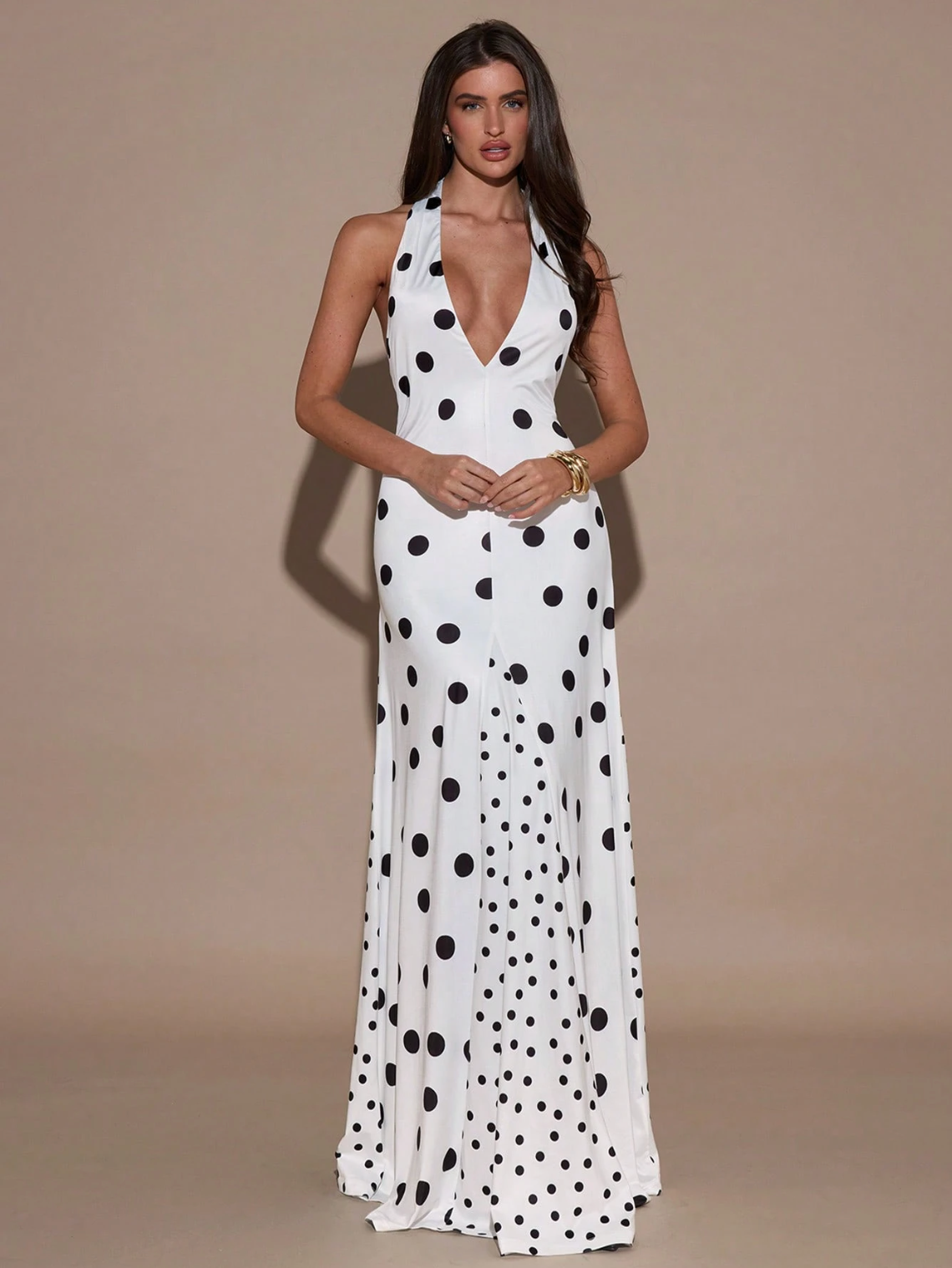 Poelle Polka Dot Halter Maxi Dress