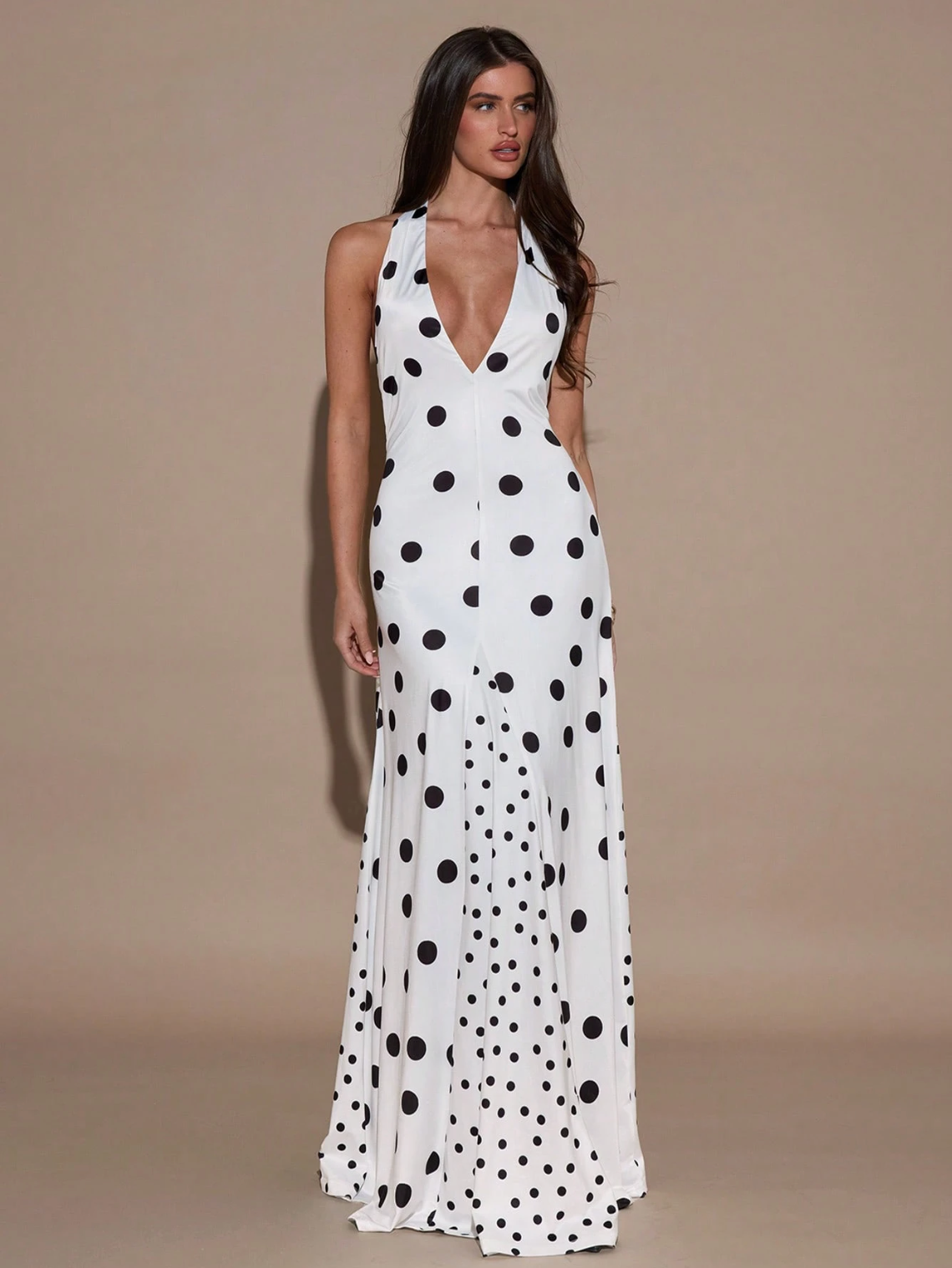 Poelle Polka Dot Halter Maxi Dress