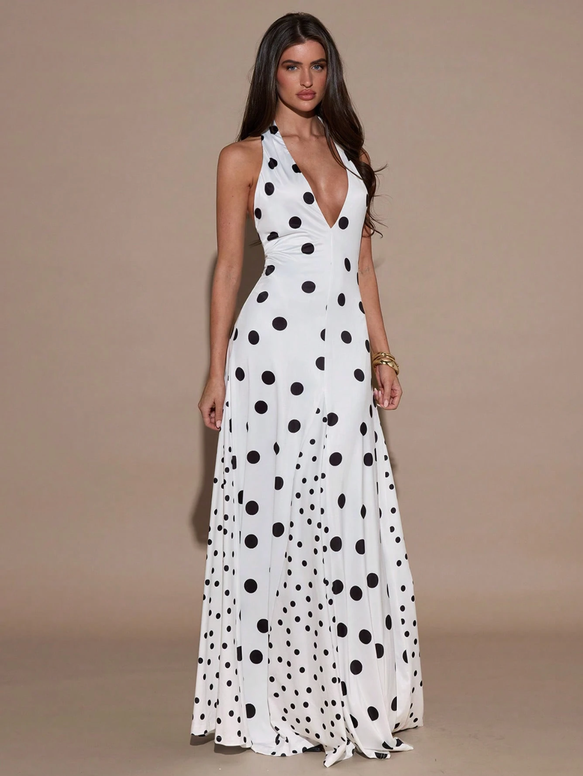 Poelle Polka Dot Halter Maxi Dress