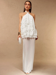 Perrie Halter Ruffle Maxi Dress