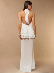 Perrie Halter Ruffle Maxi Dress