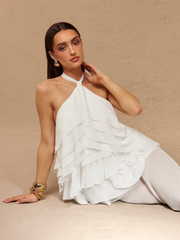 Perrie Halter Ruffle Maxi Dress