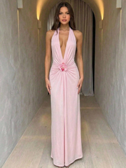 Tara Halter Maxi Dress with Floral Detail