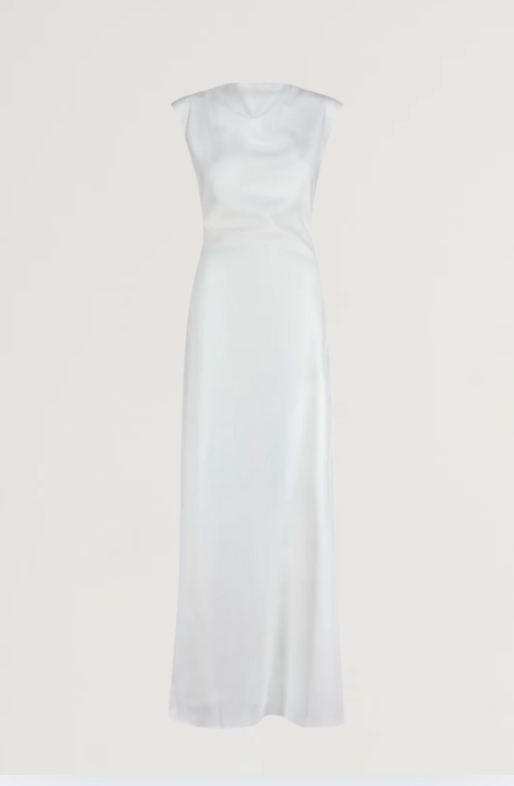 Odd Muse Draped Cowl Neck Maxi Evening Dress - White