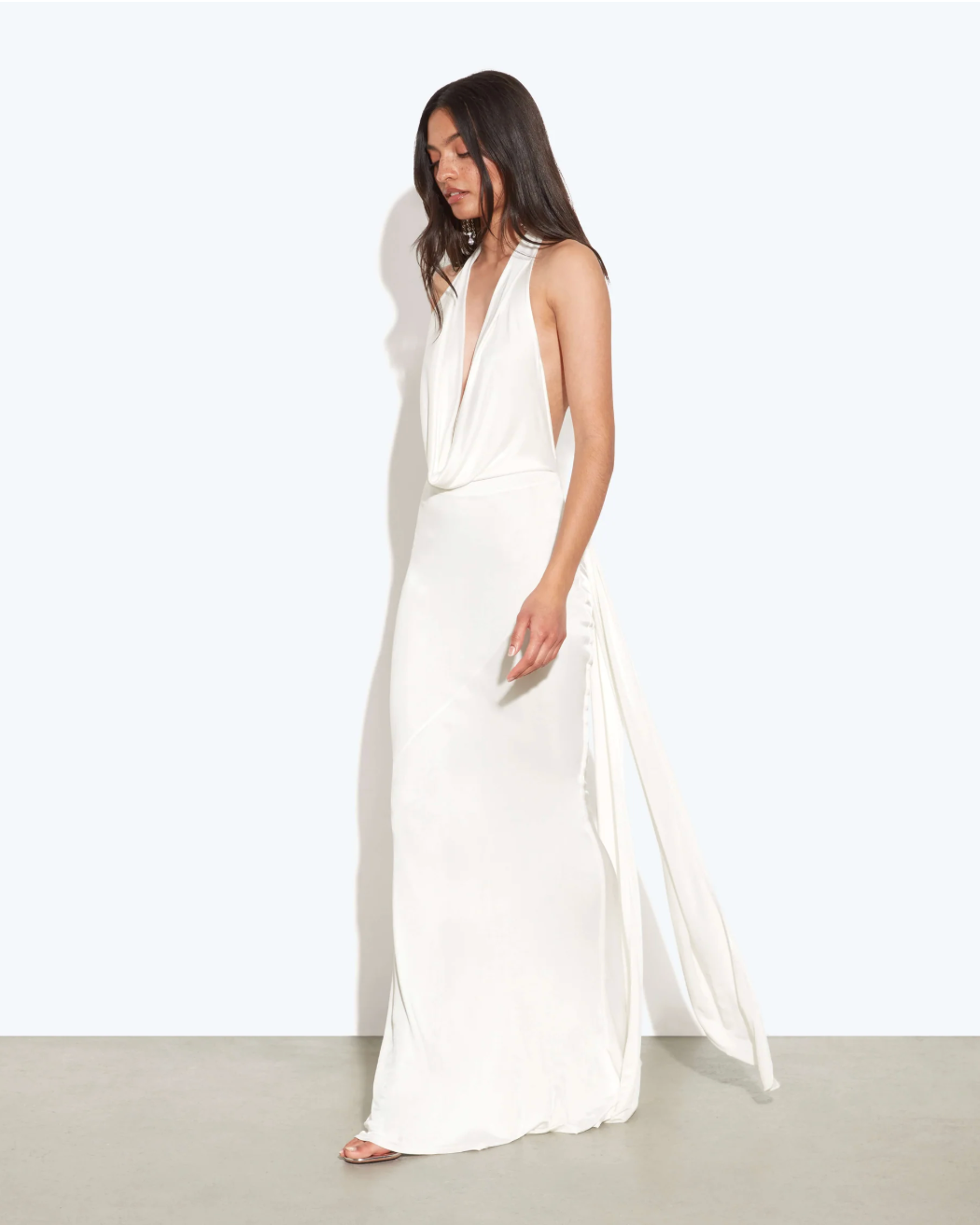SLEEVELESS FITTED MAXI EVENING PARTY DRESS