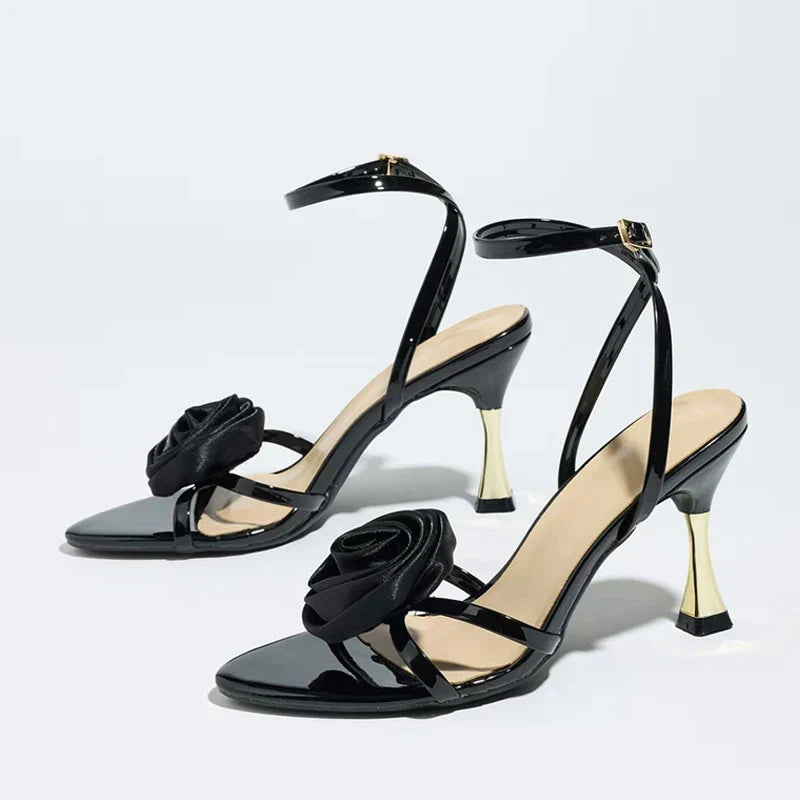 Summer 9CM Metal Thin Kittens Heels Gladiator Sandals
