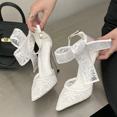 Designer Embroidery Flower Mesh Women Pumps