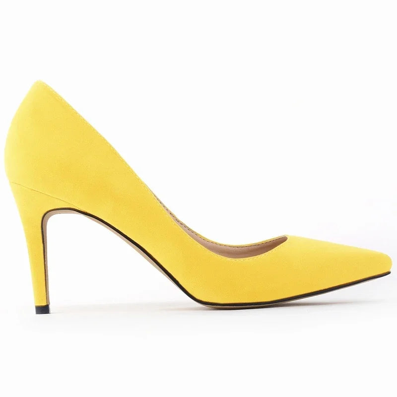 8cm Suede Ponited Toes High Heels