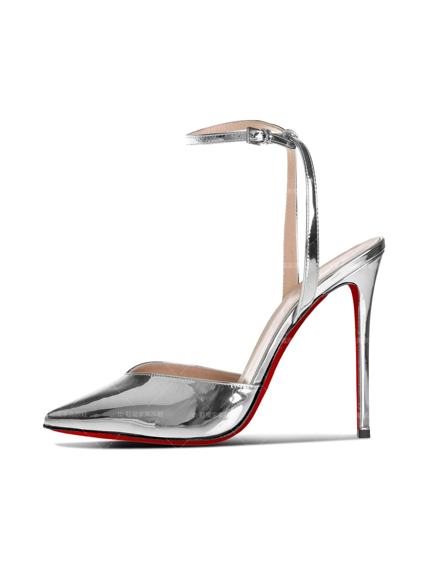 Sexy silver V-neck high-heeled shoes for women in