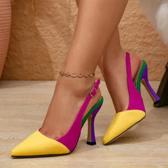Mixed Color Satin Pumps