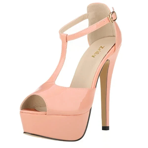 Peep Toe Ankle Strap Stilettos Pumps