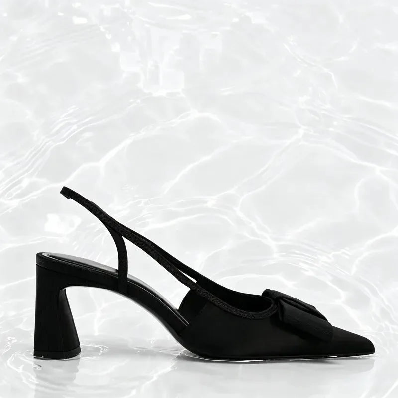 Black Bow Decorated High Heels