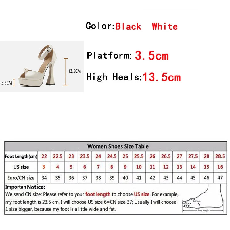 Brand White Black Chunky Platform Sandals