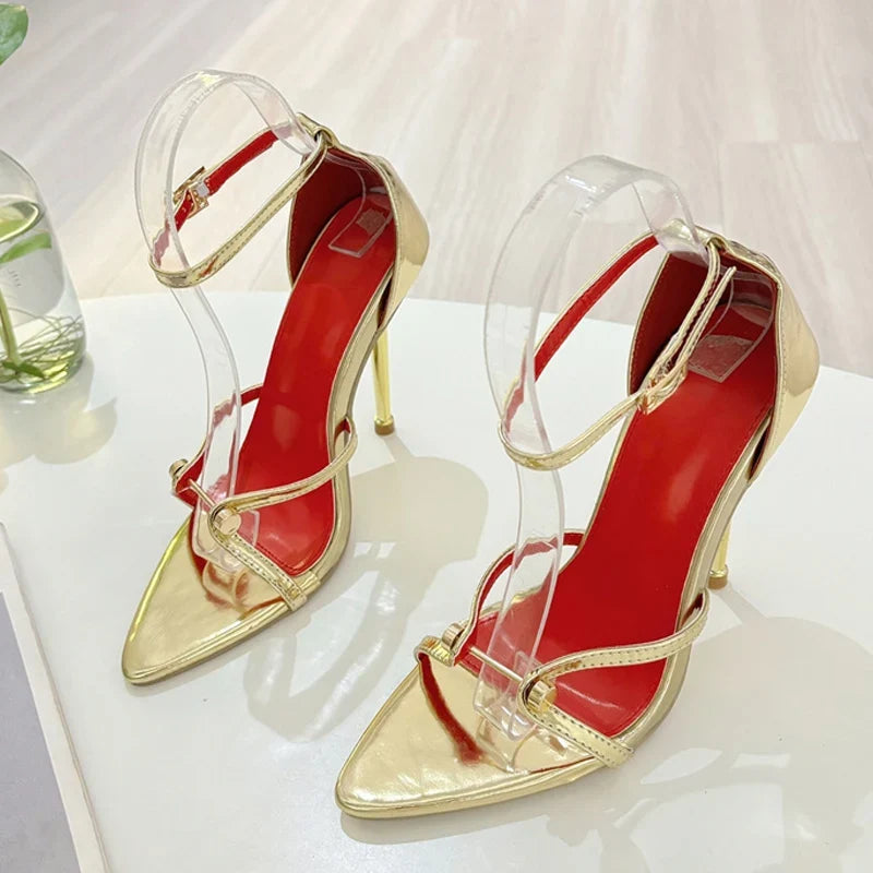 Sexy Gold Silver Ankle Cover Strap Sandals