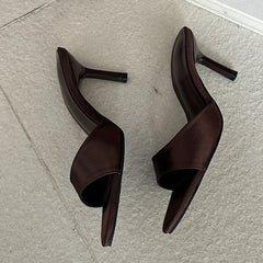 Summer Round Open Toe Silk Women Slippers Sandals
