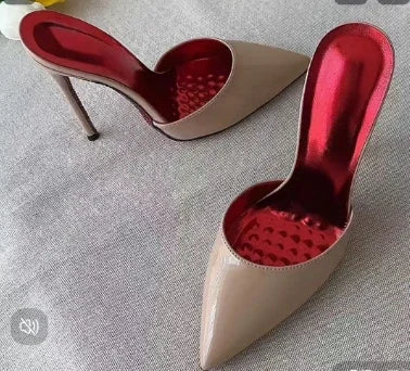 Rose Red Patent Leather High Heels