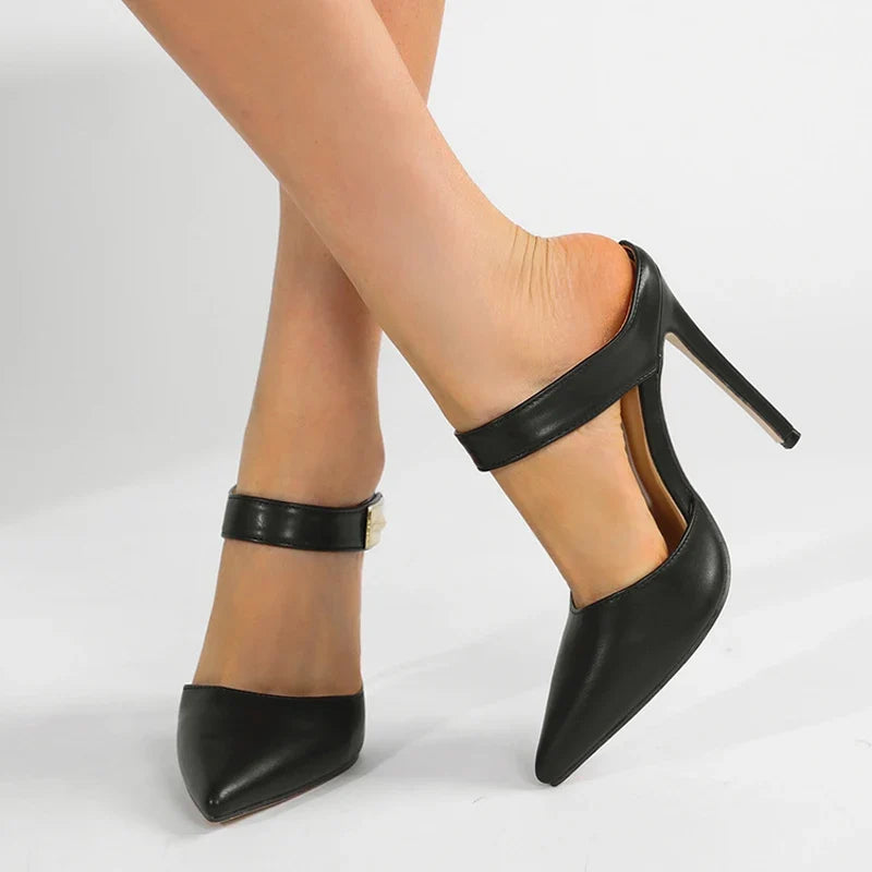 Design Metal Decoration Strap Women Pumps