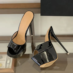 Black Apricot Patent Leather Show Super High Heels