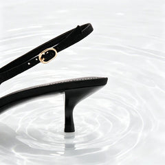 Elegant bow Detail black slingback Heels