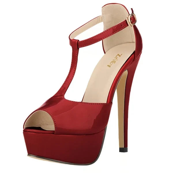 Peep Toe Ankle Strap Stilettos Pumps