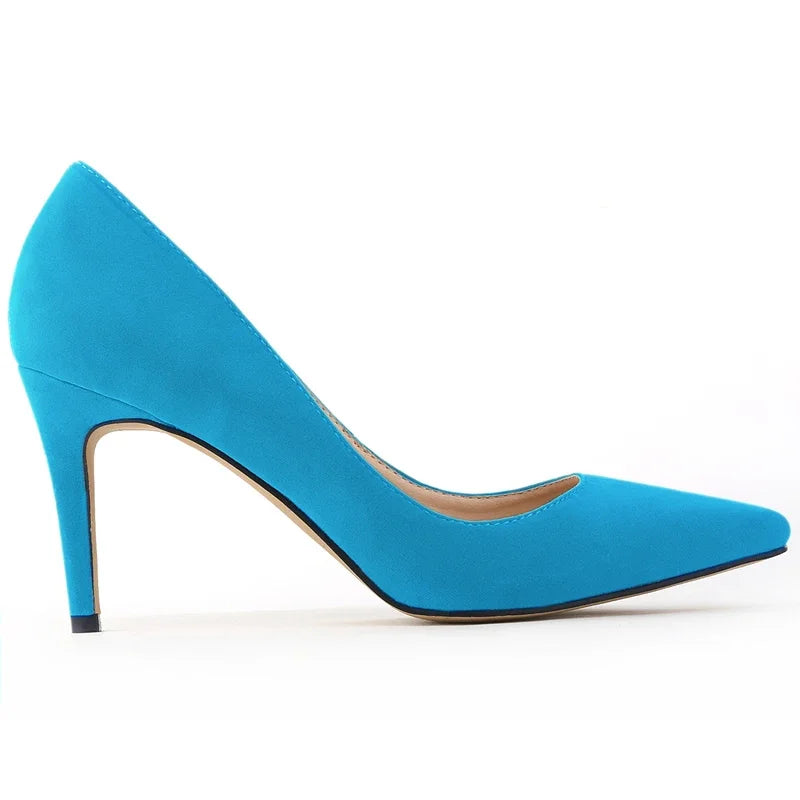 8cm Suede Ponited Toes High Heels
