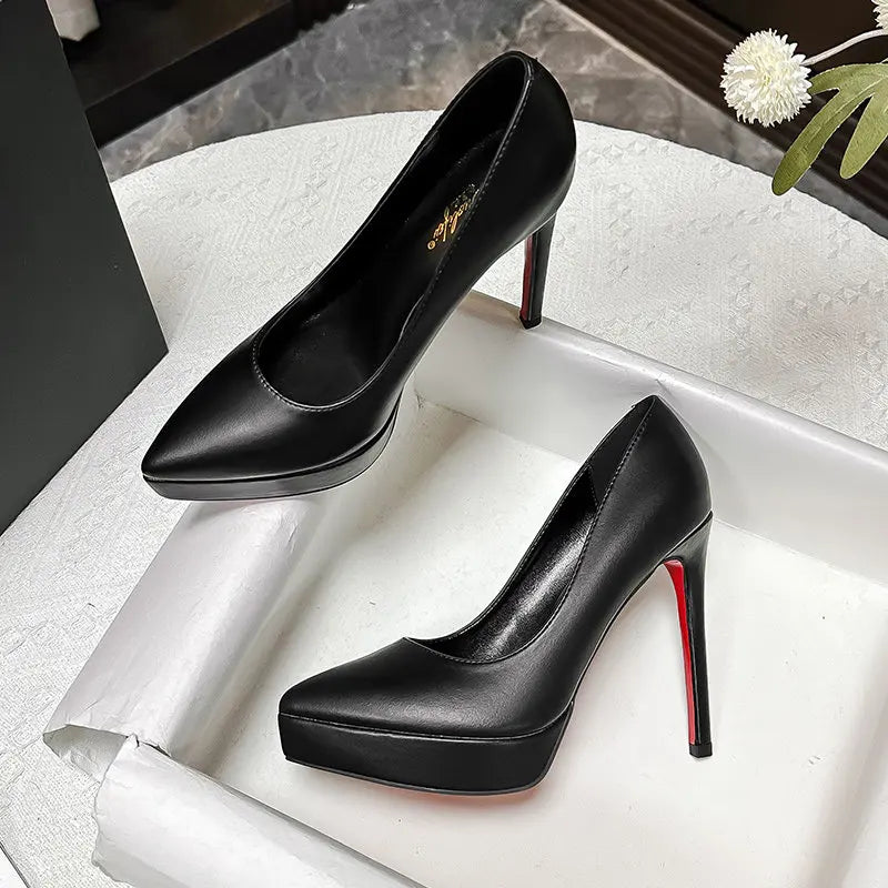 nude color waterproof platform high heels for women