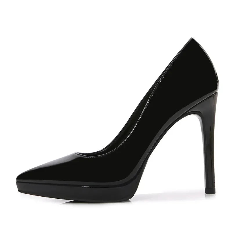 soft leather waterproof platform high heels for women