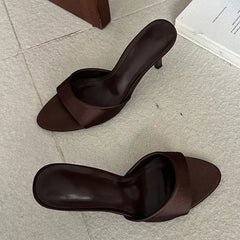 Summer Round Open Toe Silk Women Slippers Sandals