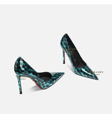 Stone leopard print pointed high-heeled shoes for women