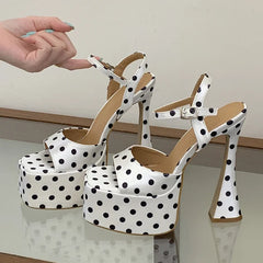 Brand Design Polka Dot Silk Chunky Platform Sandals