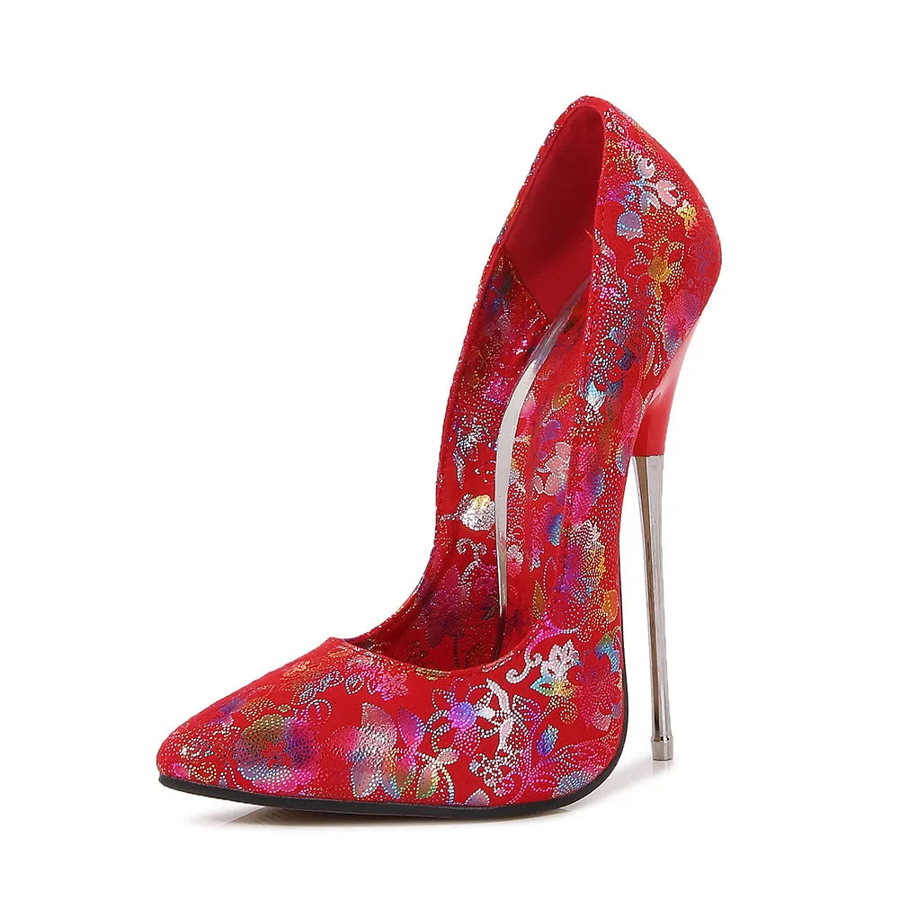 Steel heel 16cm metal slim high heels